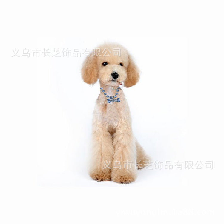 2pcs Bone Necklace Dog Necklace Crystal Necklace Dog Collar