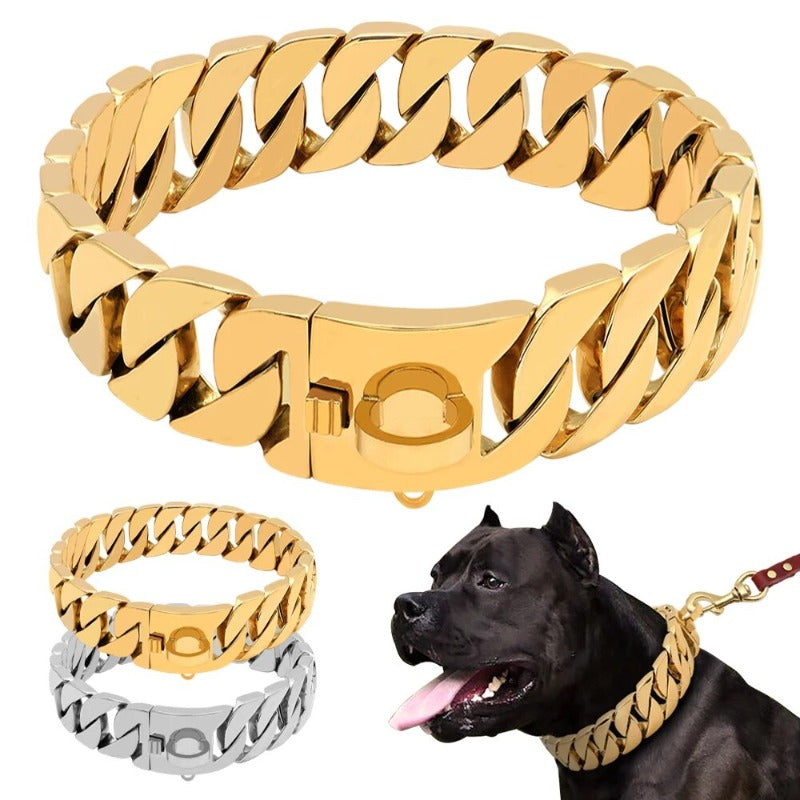 32mm Stainless Steel Dog Collar Titanium Steel Large Gold Chain