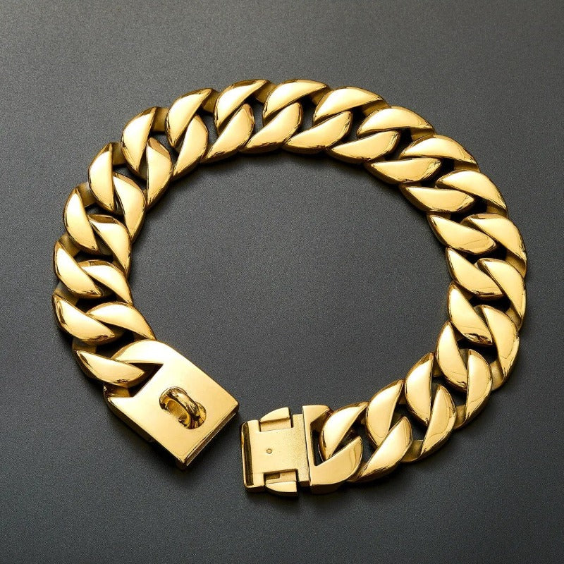 32mm Stainless Steel Dog Collar Titanium Steel Large Gold Chain