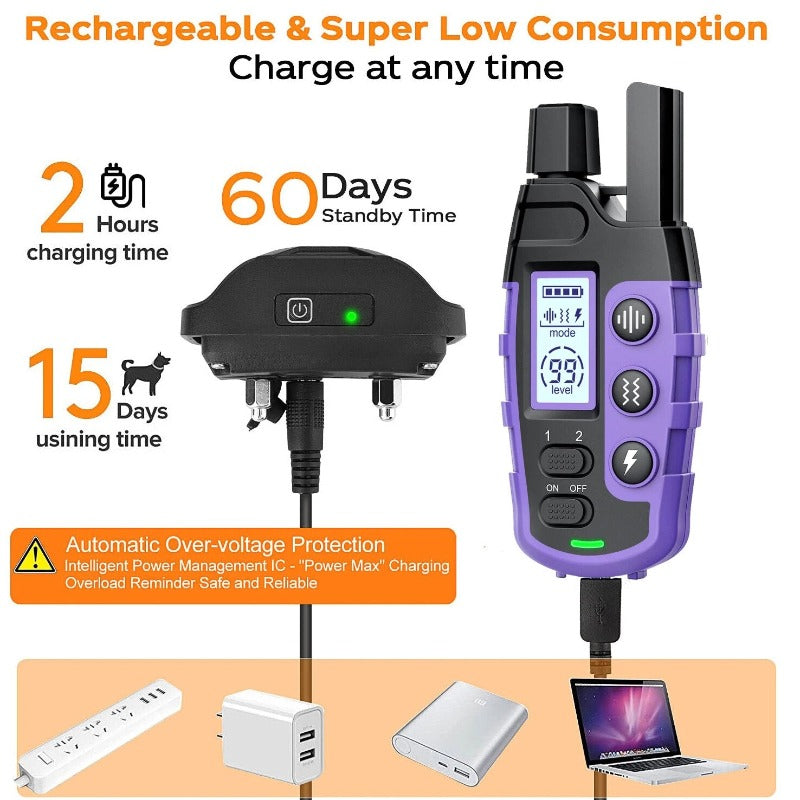 3300Ft Dog Shock Collar With Rechargeable Remote Waterproof E Collar with Beep Vibration