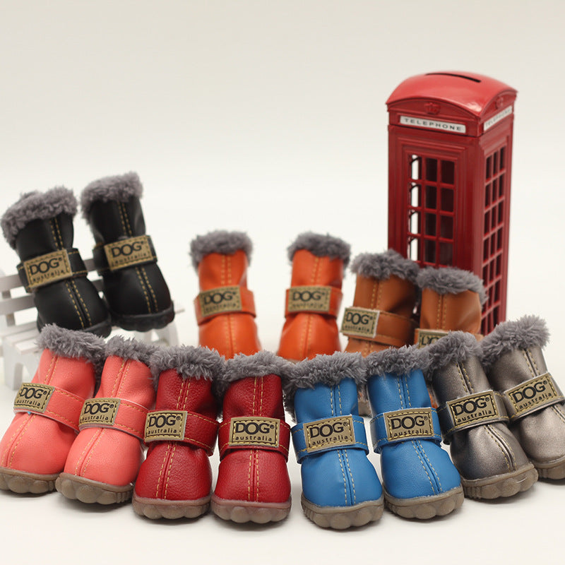 4Pcs/Set Pet Dog Shoes Winter Warm Snow Boots