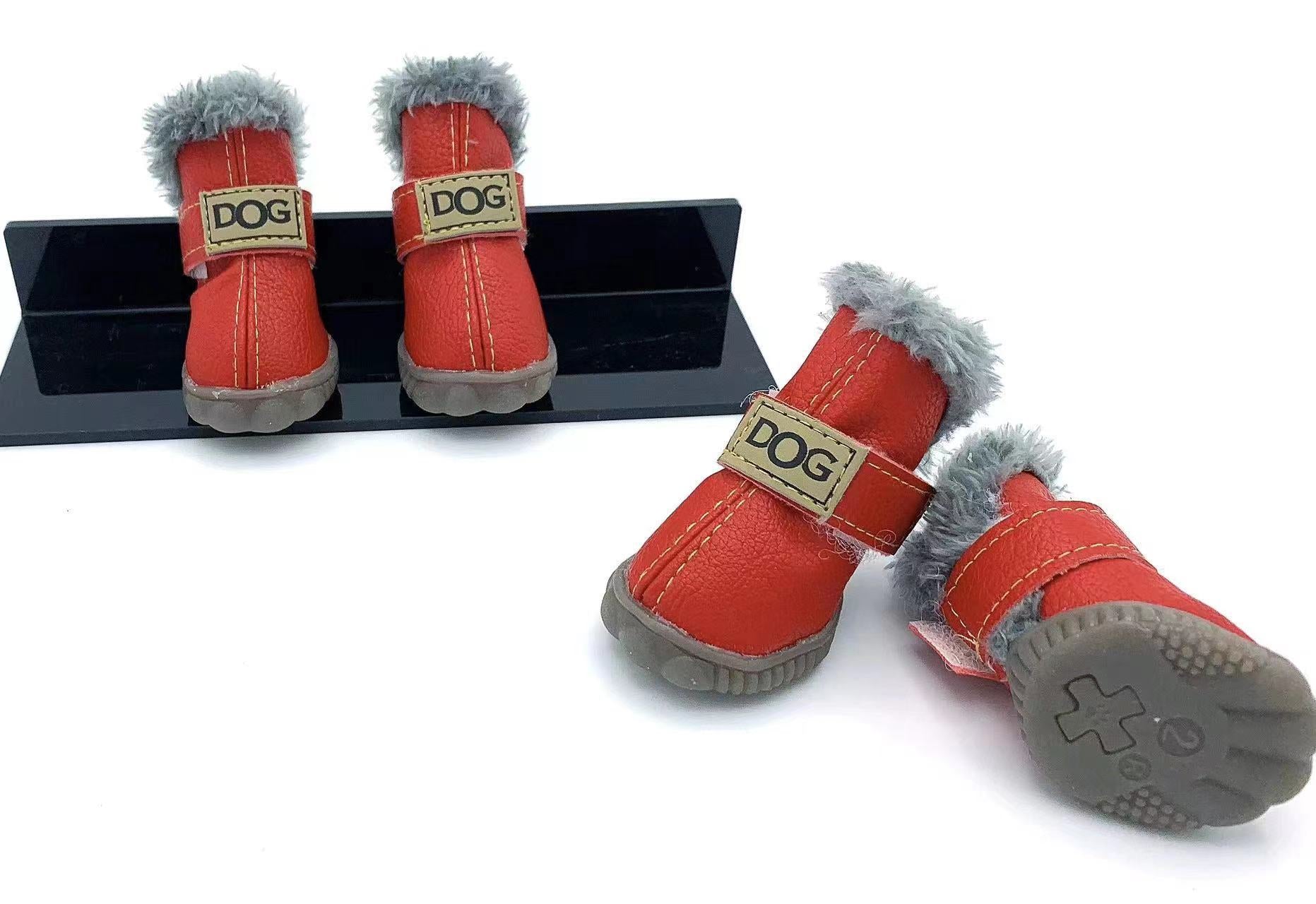 4Pcs/Set Pet Dog Shoes Winter Warm Snow Boots