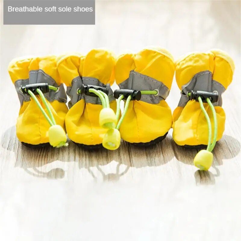 4pcs/Set Waterproof Pet Dog Shoes Non-Slip Rain Boots Shoes