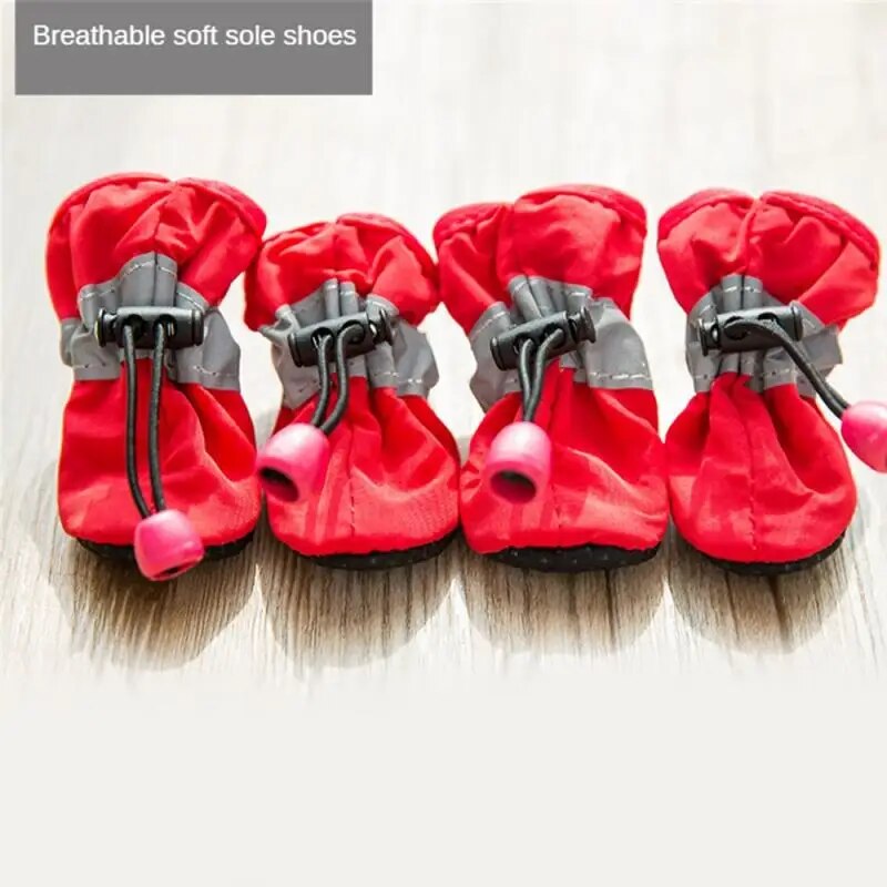 4pcs/Set Waterproof Pet Dog Shoes Non-Slip Rain Boots Shoes