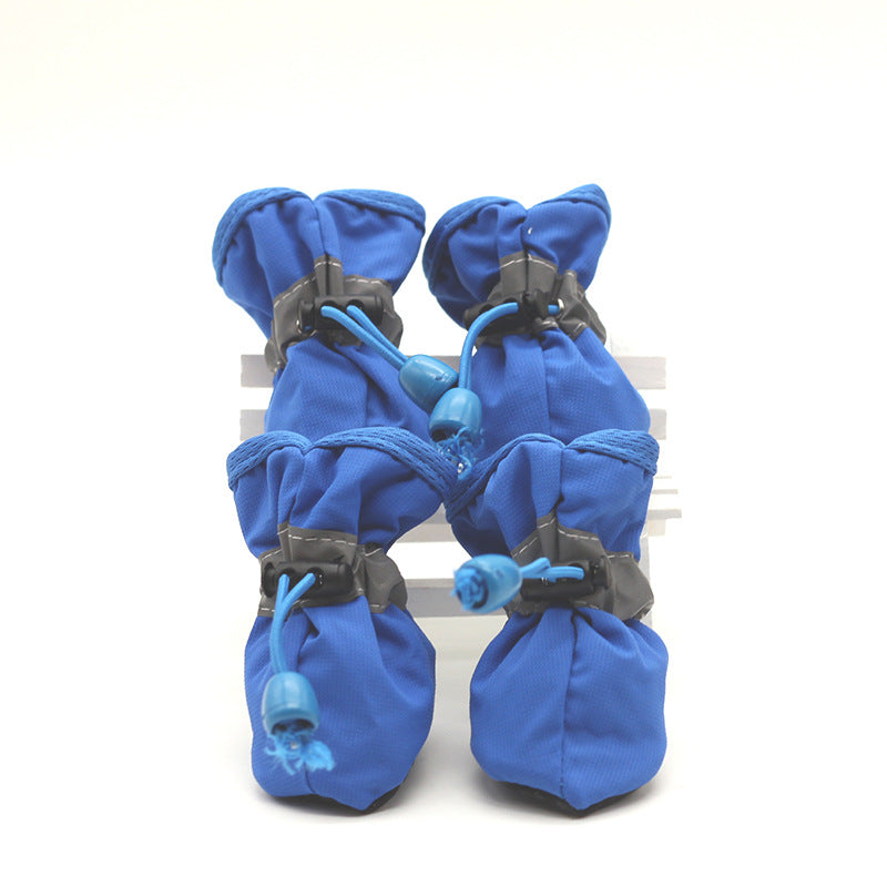 4pcs Autumn and Winter Fleece Thickened Dog Shoes Rain Boots