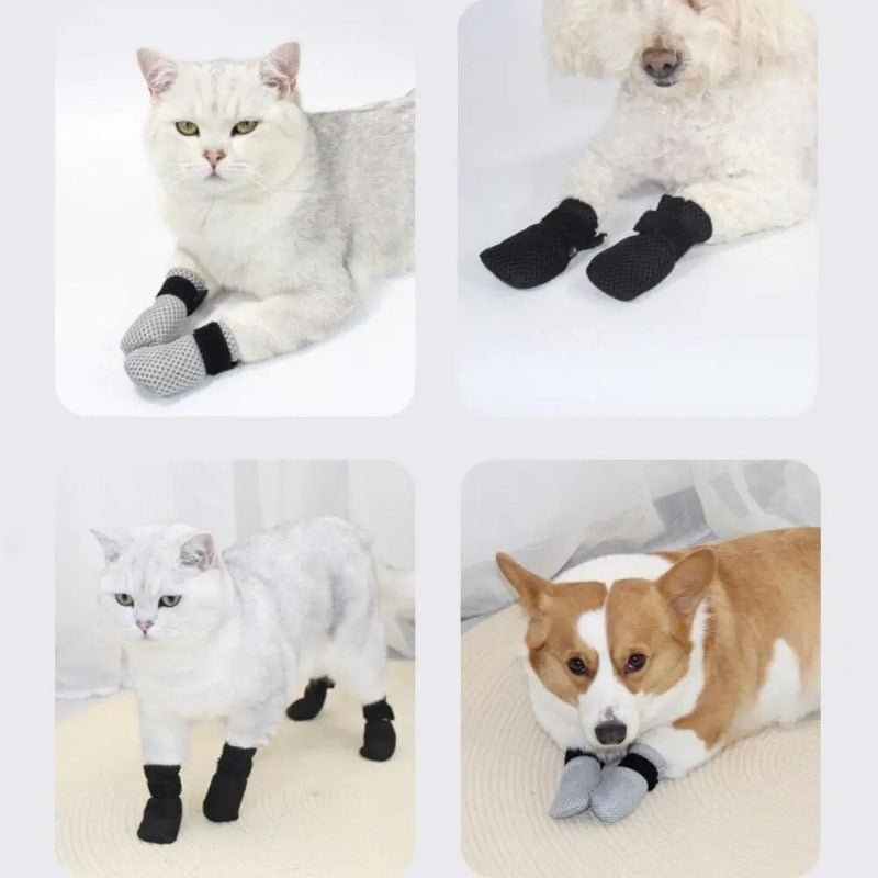 4pcs/set Pet Claw Cap Breathable Mesh Pet Feet Cover Anti Scratch Paw Caps