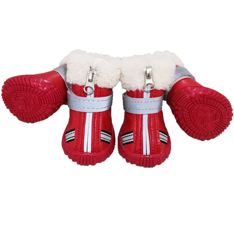 4pcs/Set Pet Dog Shoes Wearable Winter Warm Pets Antiskid Shoes