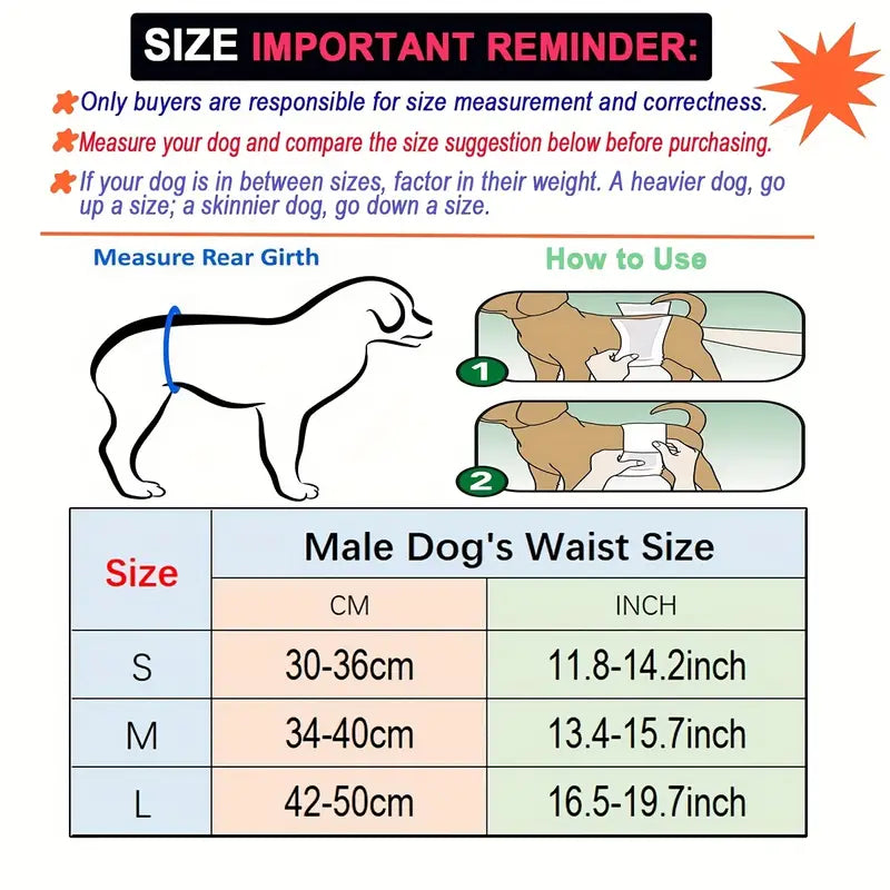 3pcs/set Washable Dog Diapers Washable Male Dog Belly Wrap