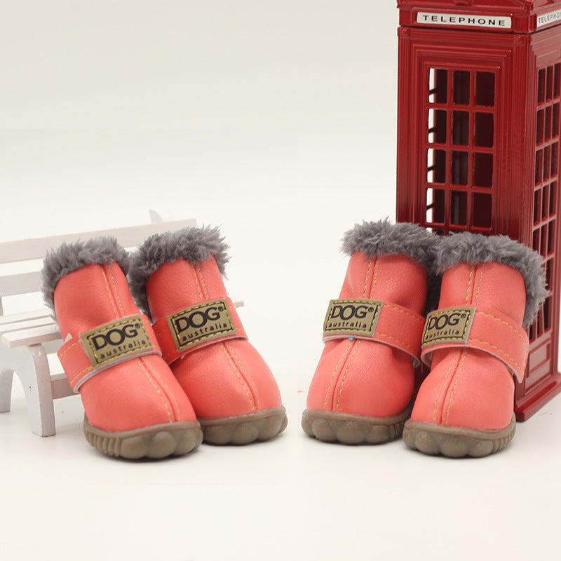 4Pcs/Set Pet Dog Shoes Winter Warm Snow Boots