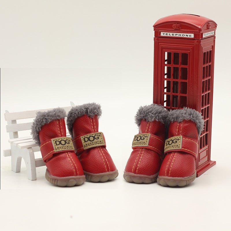 4Pcs/Set Pet Dog Shoes Winter Warm Snow Boots