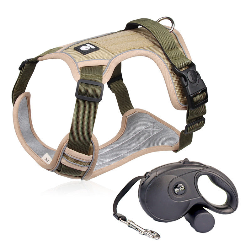 Dog Walking kit (Adjustable Reflective Dog Harness+Retractable Dog Leashes)