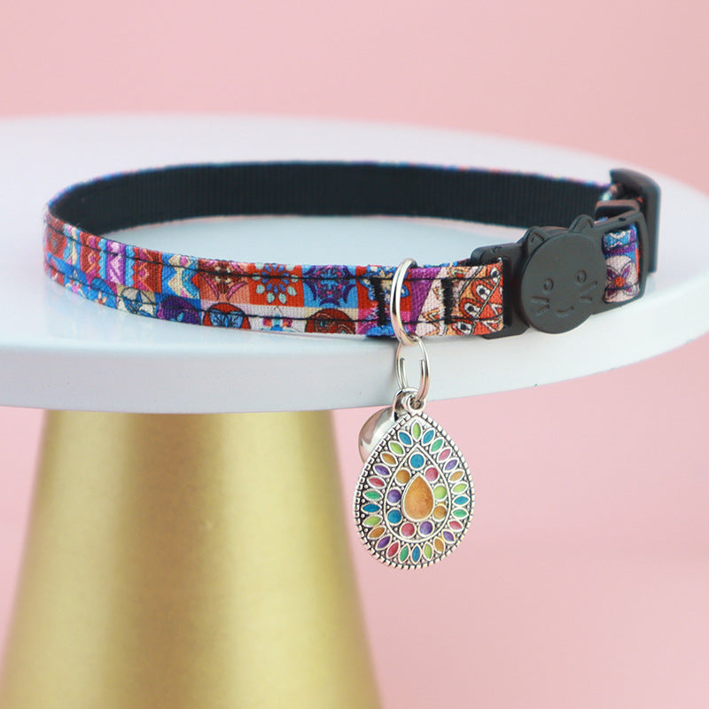 Adjustable Pet Airtag Collar with Bell and Metal Pendant