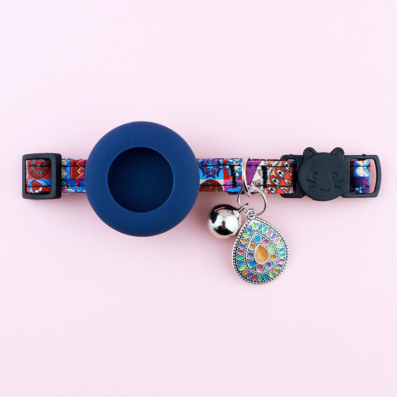 Adjustable Pet Airtag Collar with Bell and Metal Pendant