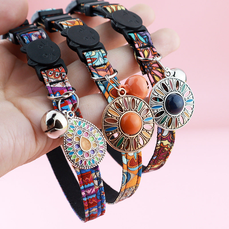 Adjustable Pet Airtag Collar with Bell and Metal Pendant
