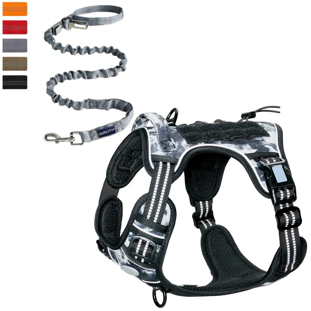 Adjustable Tactical Dog Harness Reflective Dog Harness Set