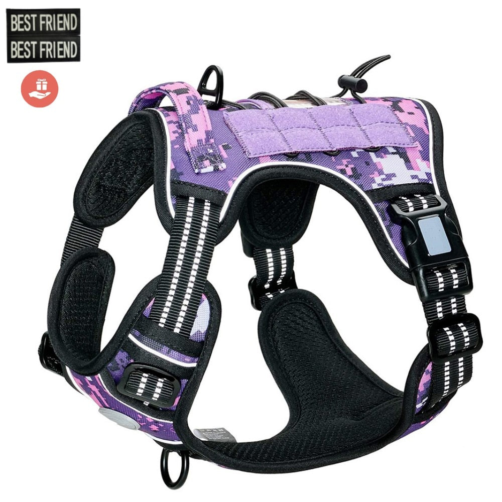 Adjustable Tactical Dog Harness Reflective Dog Harness Set