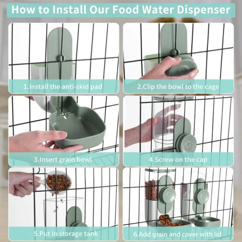 Automatic Pet Dog Bowls Cage Hanging Feeder Pet Dog Water Bottle