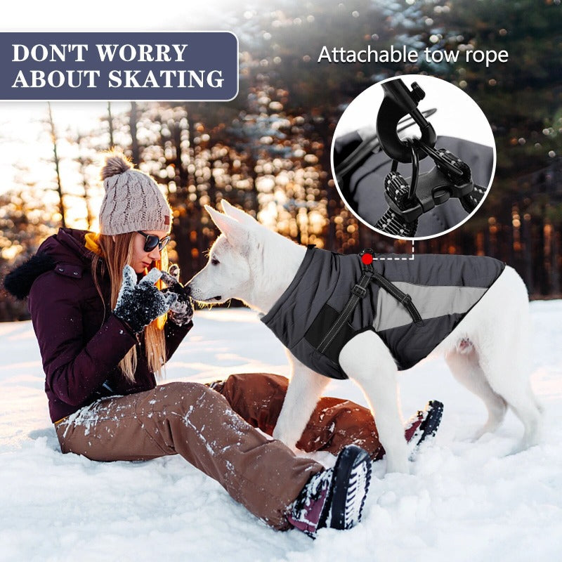 Autumn Winter Dog Jacket with Harness Dogs Reflective Safety Pet Snow Coat