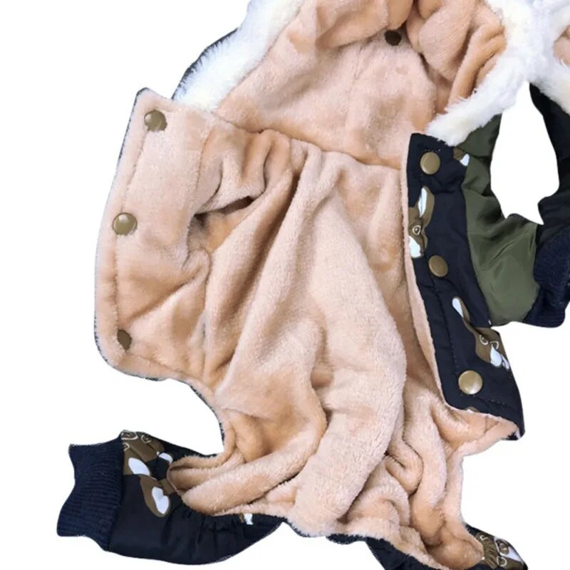 Autumn Winter Waterproof Hooded Dog Coat Jacket Four-legged Clothes