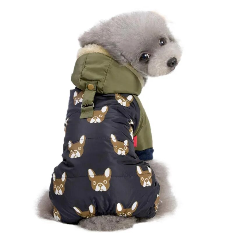 Autumn Winter Waterproof Hooded Dog Coat Jacket Four-legged Clothes