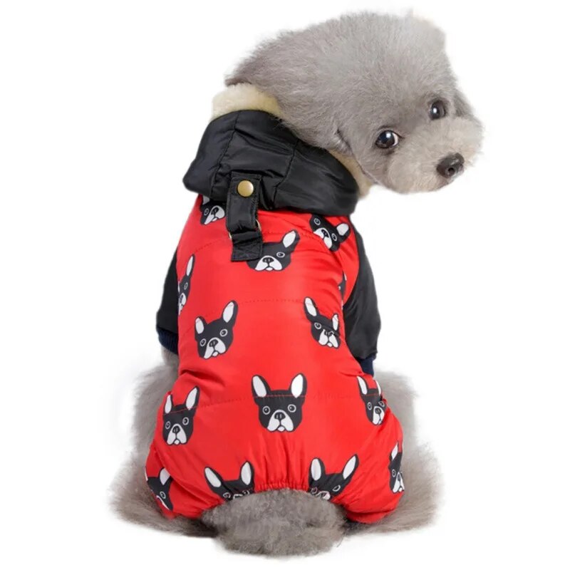 Autumn Winter Waterproof Hooded Dog Coat Jacket Four-legged Clothes