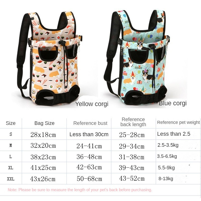 Adjustable Portable Pet Dog Carrier Bag Dog Double Shoulder Backpack