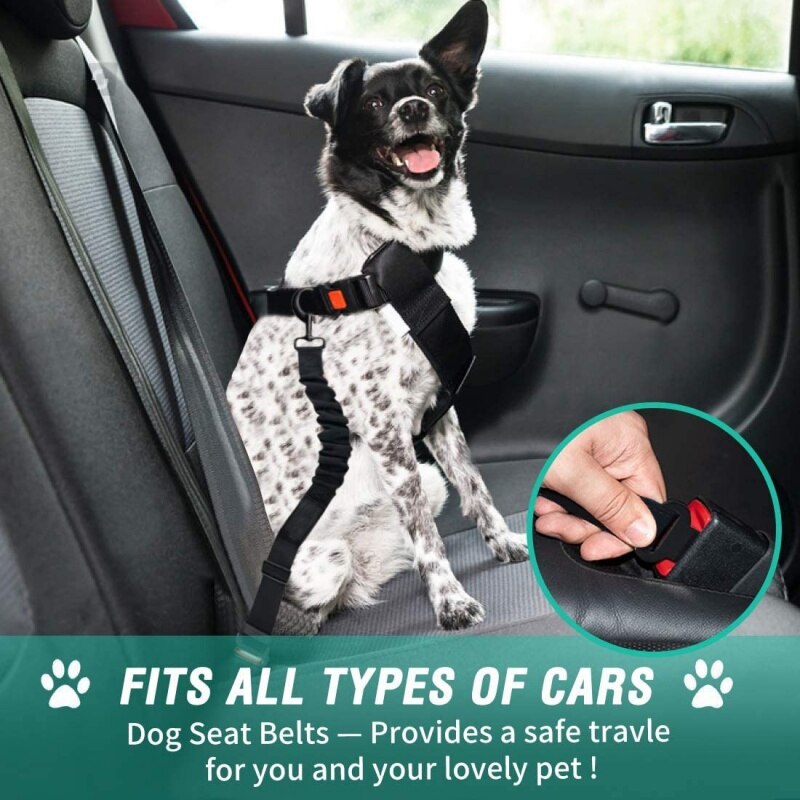 3pcs Set Retractable Dog Car Adjustable Seatbelts Nylon Pet Dog Safety Seat Belt