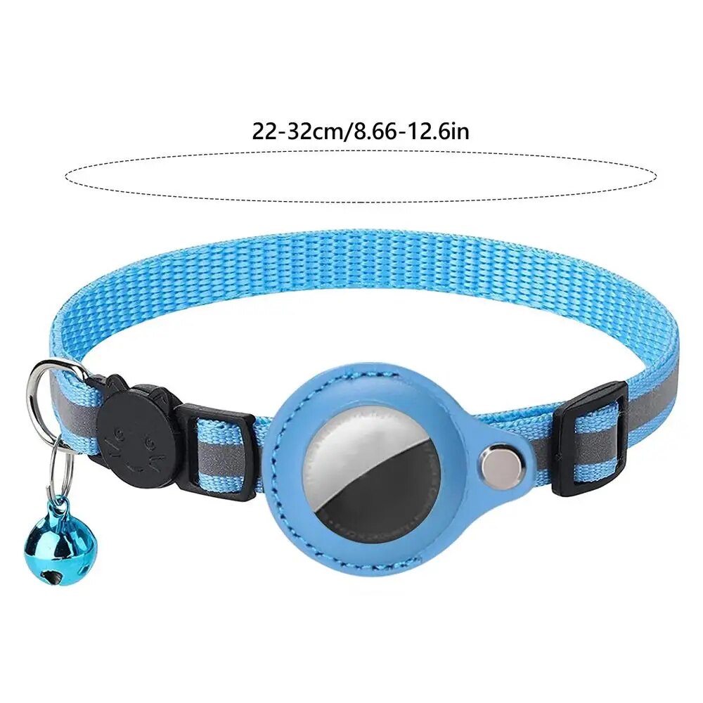 Leather Pet Collar Air tag Detachable Cat Collars With Bell Safety Buckle Locator Holder