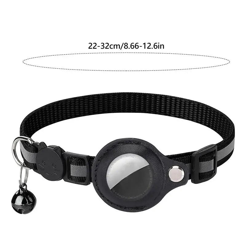 Leather Pet Collar Air tag Detachable Cat Collars With Bell Safety Buckle Locator Holder