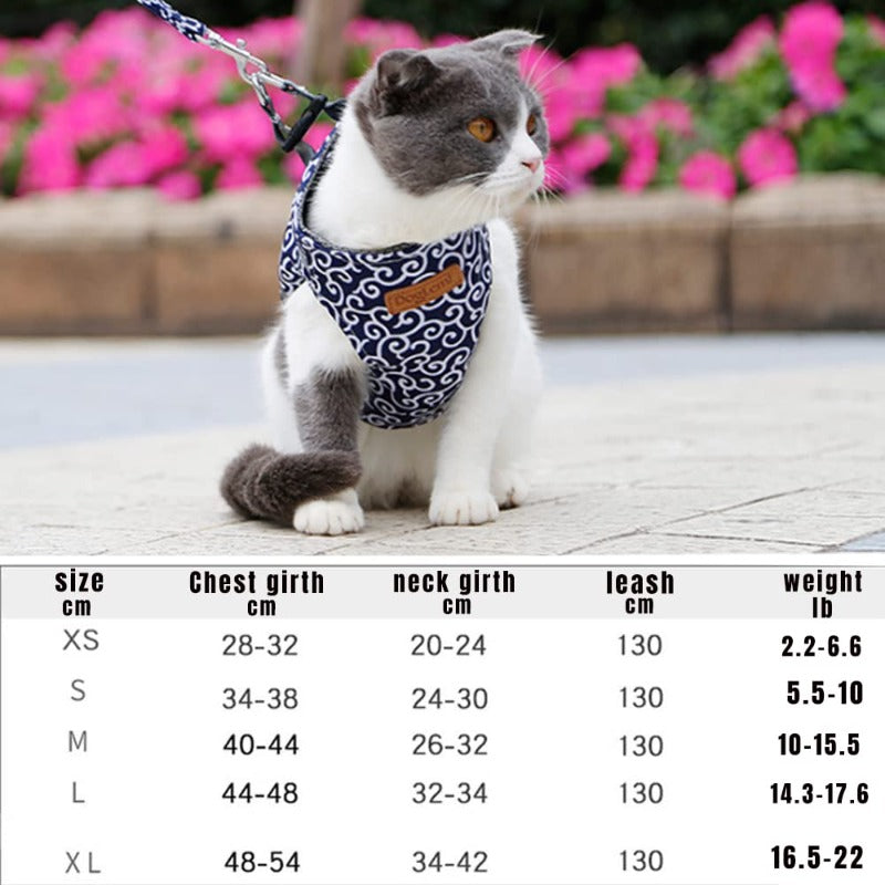 Cat and Dog Vest Traction Suit Cat Dog Harness Vest Collar Outdoor Walking Lead Leash Set