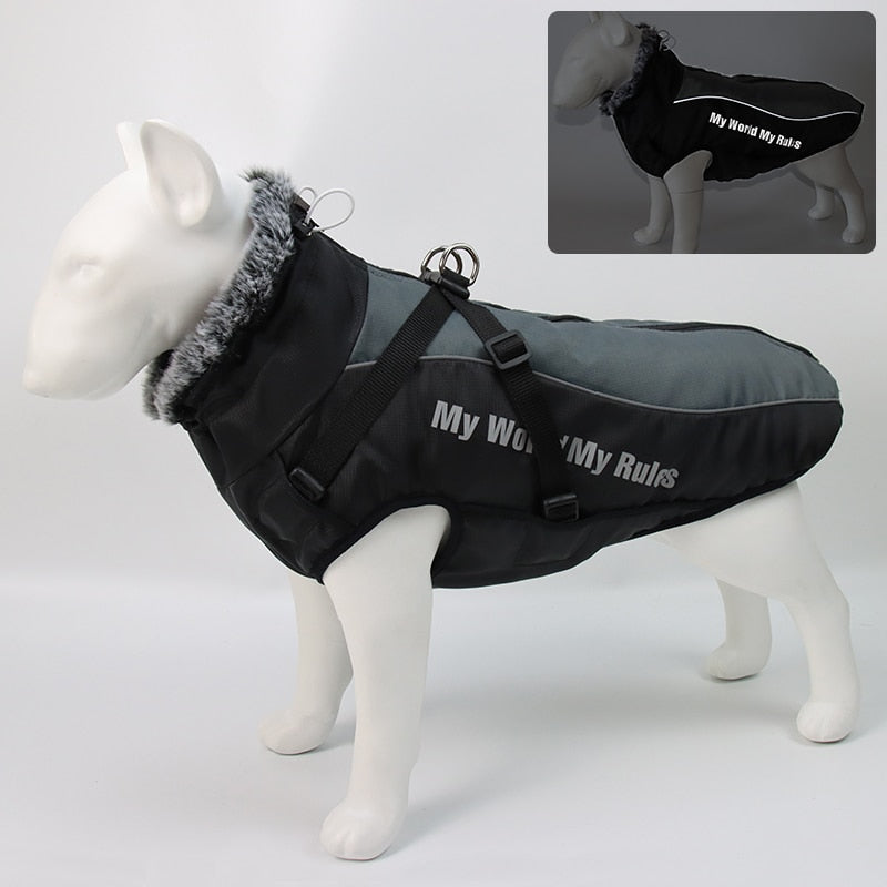 Large Dogs Winter Warm Jacket Waterproof Reflective