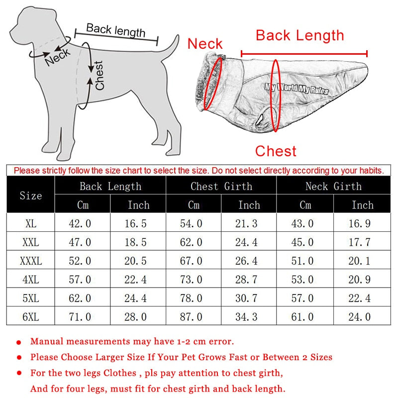 Large Dogs Winter Warm Jacket Waterproof Reflective