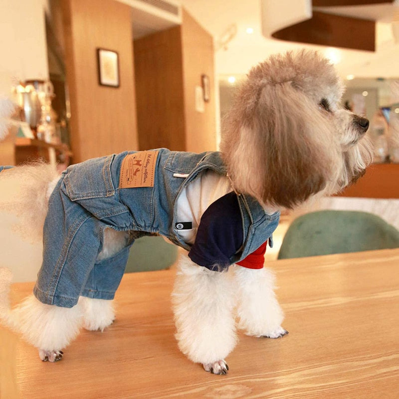 Denim Jumpsuit For Dogs Blue Jeans Dog Overalls Summer Dog Costume