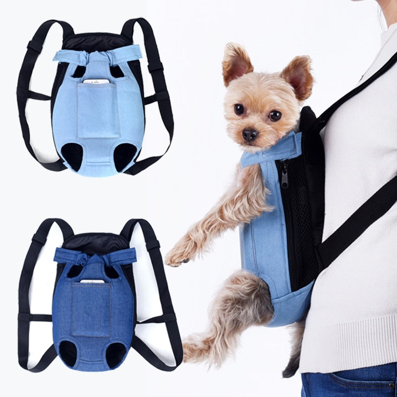 Denim Pet Dog Backpack Outdoor Travel Cat Dog Carrier Bag For Small Dogs