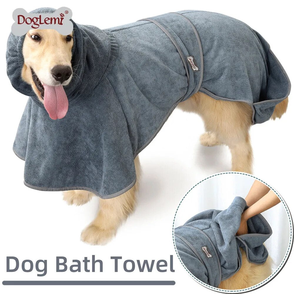 Dog Bathrobe Super Absorbent Pet Dog Cat Bath Towel Grooming Towel