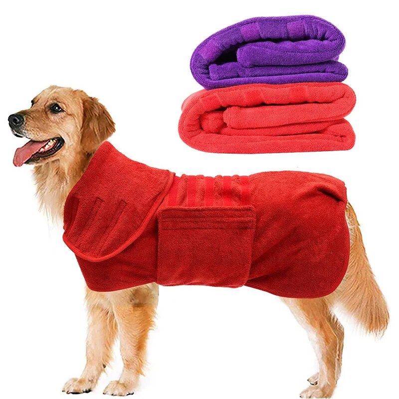 Dog Bathrobe Towel Absorption Quick-dry Adjustable Comfortable Super Absorbent Pet Bathrobe