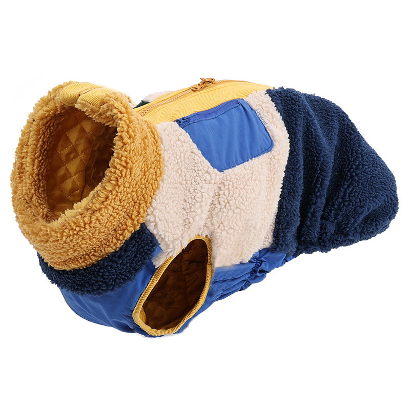 Dog Clothes Autumn And Winter Zipper Cotton Dog Coat Warm Cotton Jacket Winter Vest