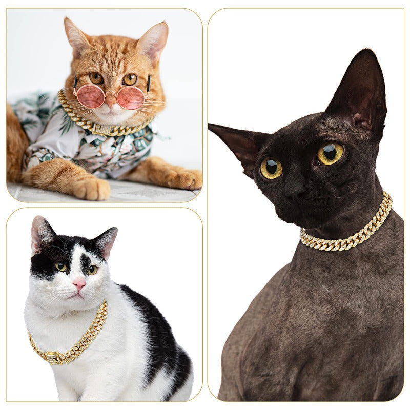 Dog Collar Cute Pet Necklace Sparkling Rhinestone Chain Collar