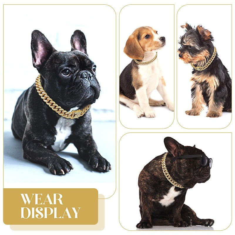 Dog Collar Cute Pet Necklace Sparkling Rhinestone Chain Collar