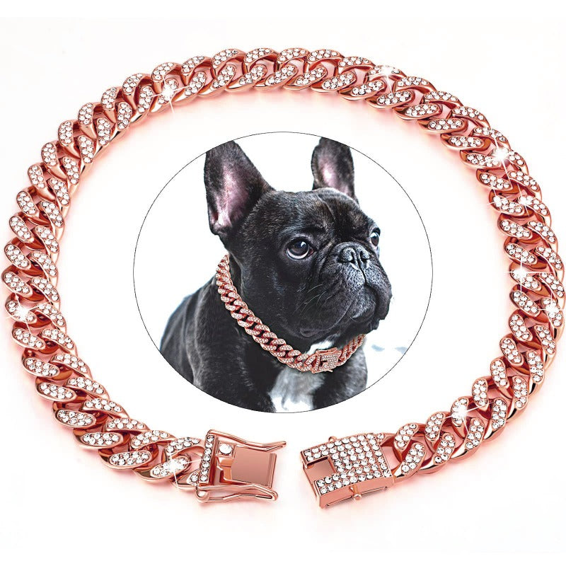 Dog Collar Cute Pet Necklace Sparkling Rhinestone Chain Collar