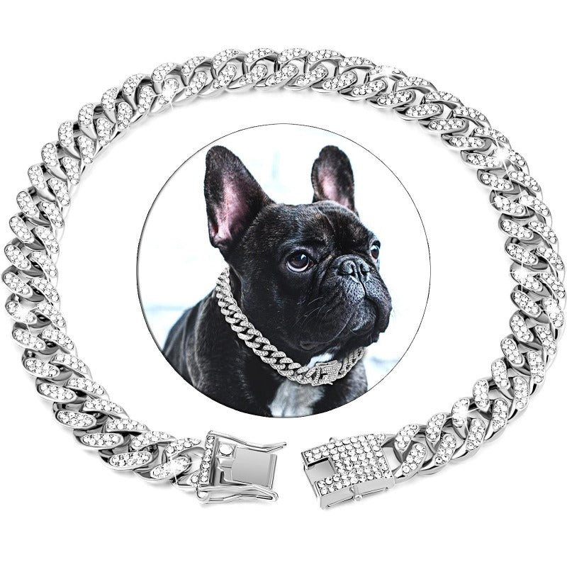 Dog Collar Cute Pet Necklace Sparkling Rhinestone Chain Collar