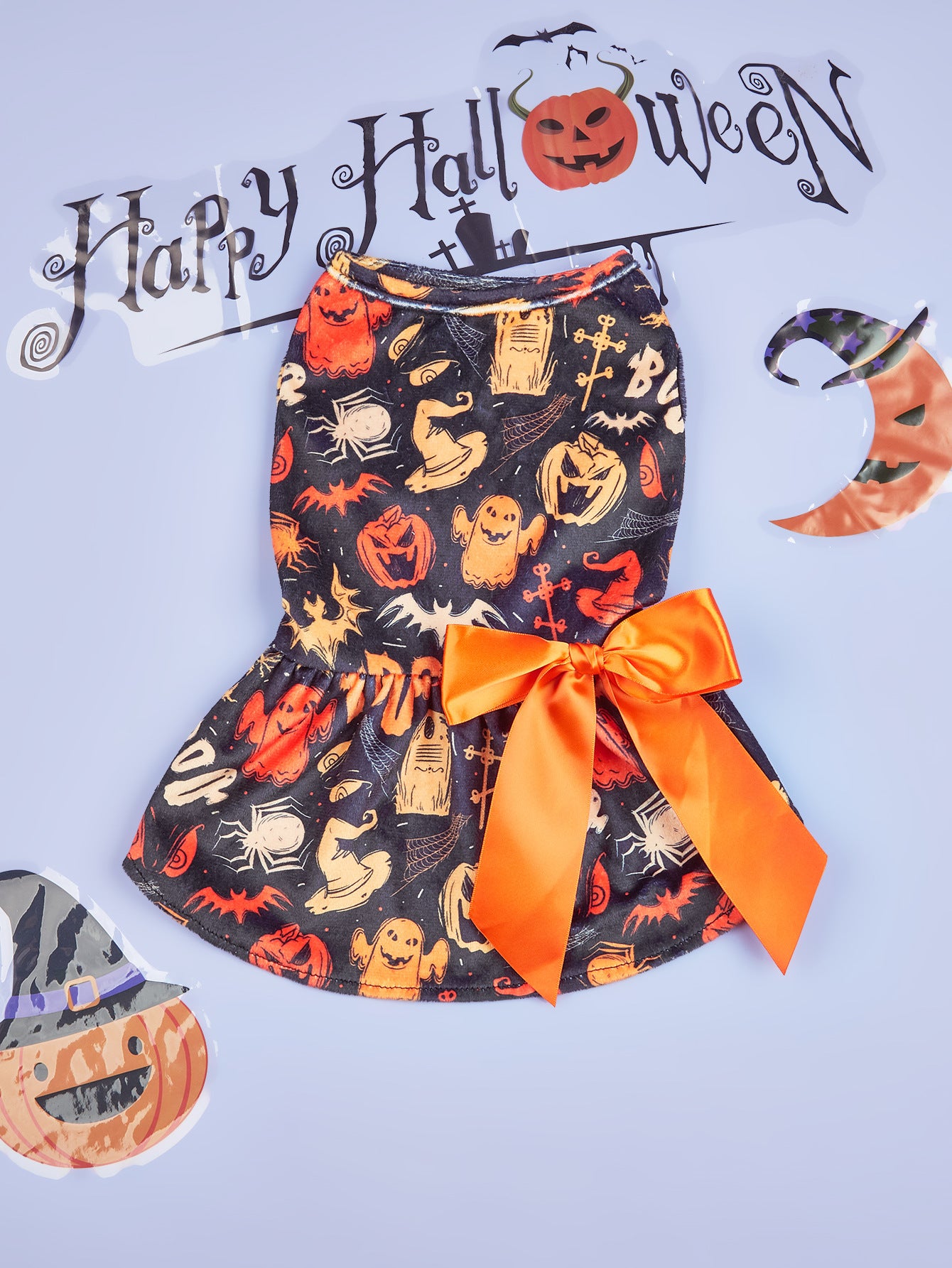 Dog Dresses Pet Dog Halloween Pumpkin Costumes with Bow Tie