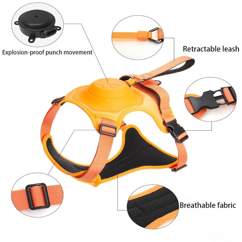 Dog Harness with Retractable Dog Leash