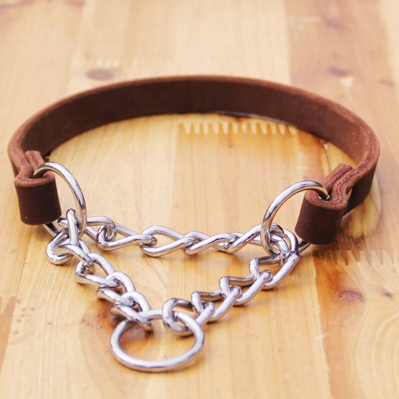 Dog Leashes Real Leather Dog Collar P Chain
