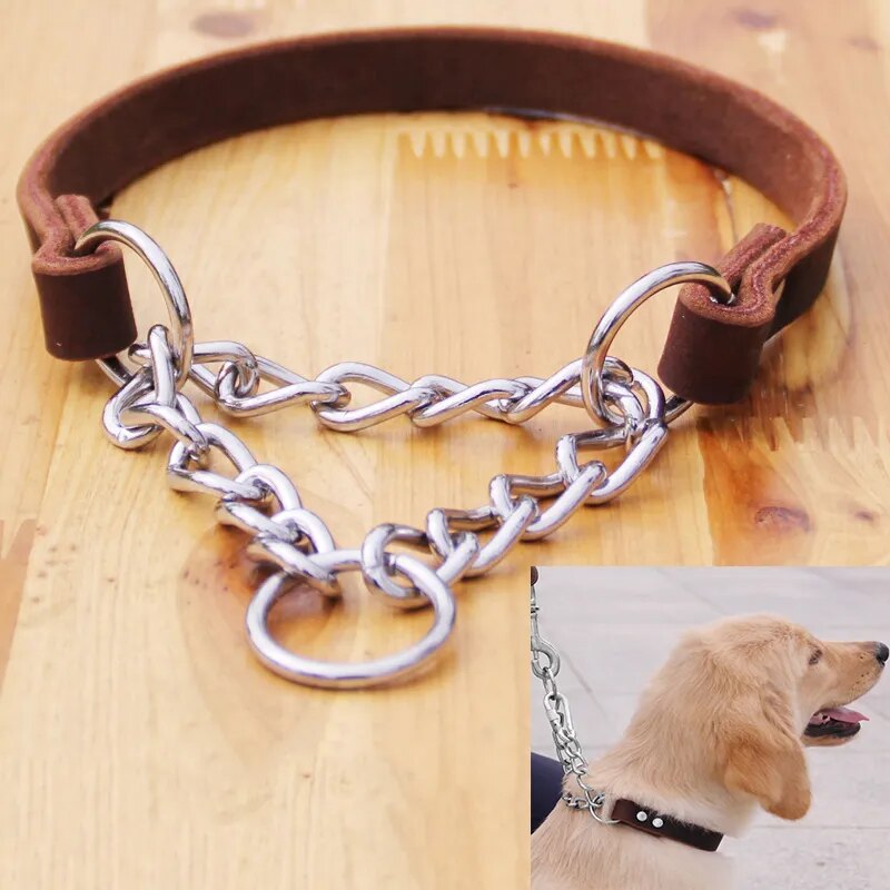 Dog Leashes Real Leather Dog Collar P Chain