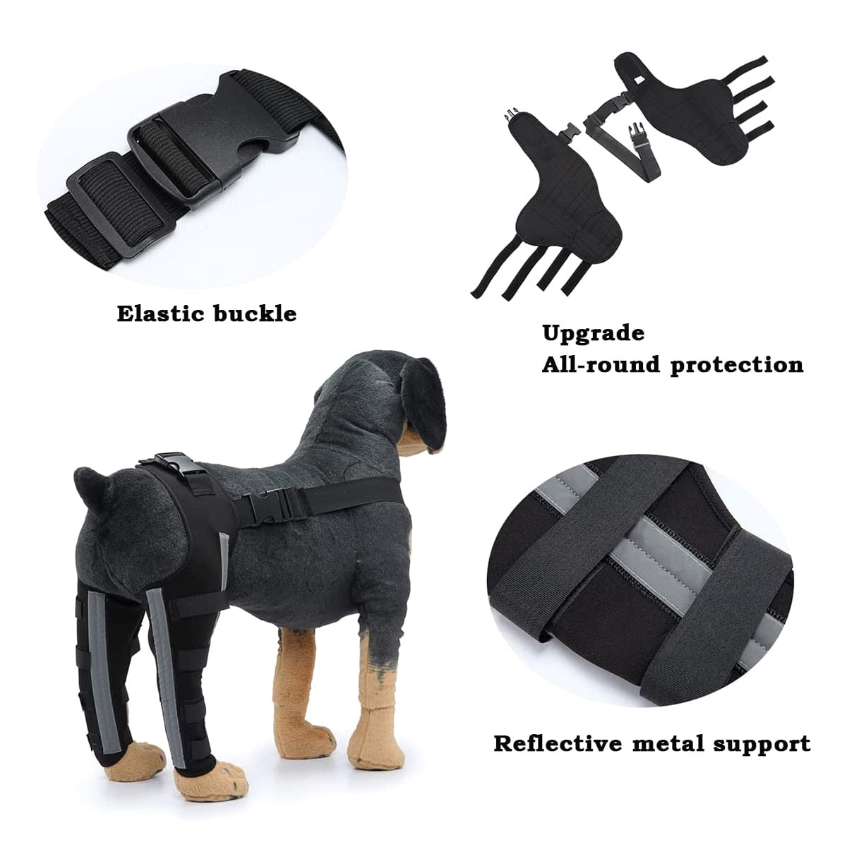 Dog Leg Reflective Dog Bandages  Adjustable Dog Leg Knee Brace Straps
