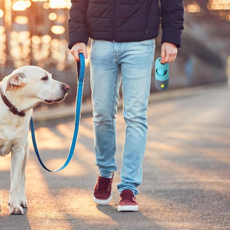 Dog Poop Bag Dispenser with Built-in LED Flashlight and Metal Clip