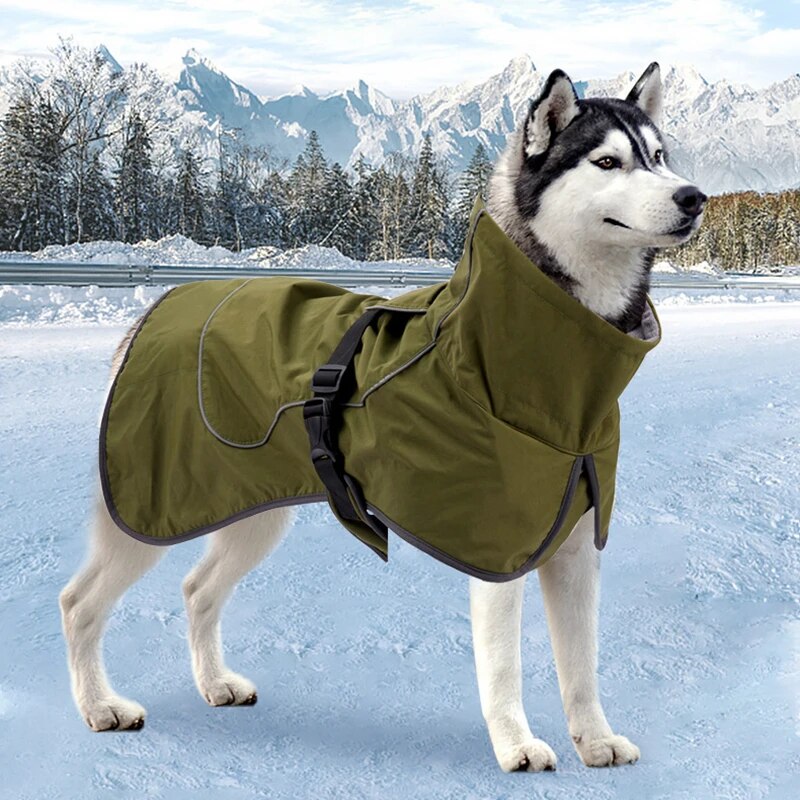 Reflective Dog Raincoat Waterproof And Windproof Dog Winter Jackets with Velvet Inner