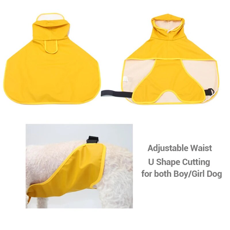 Dog Raincoat Waterproof Soft PU Breathable Dog Rain Jacket With Hood
