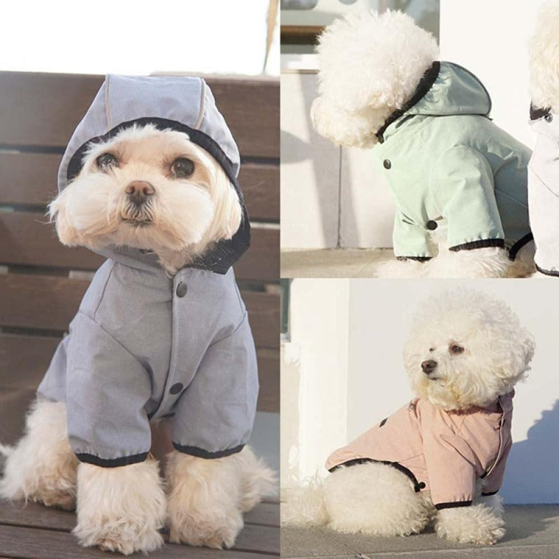 Dog Raincoats Waterproof Reflective Portable Dog Hooded